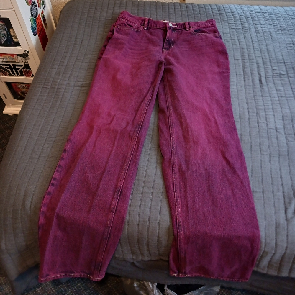 Magenta 100% cotton hand dyed low-mid rise jeans womens size 27